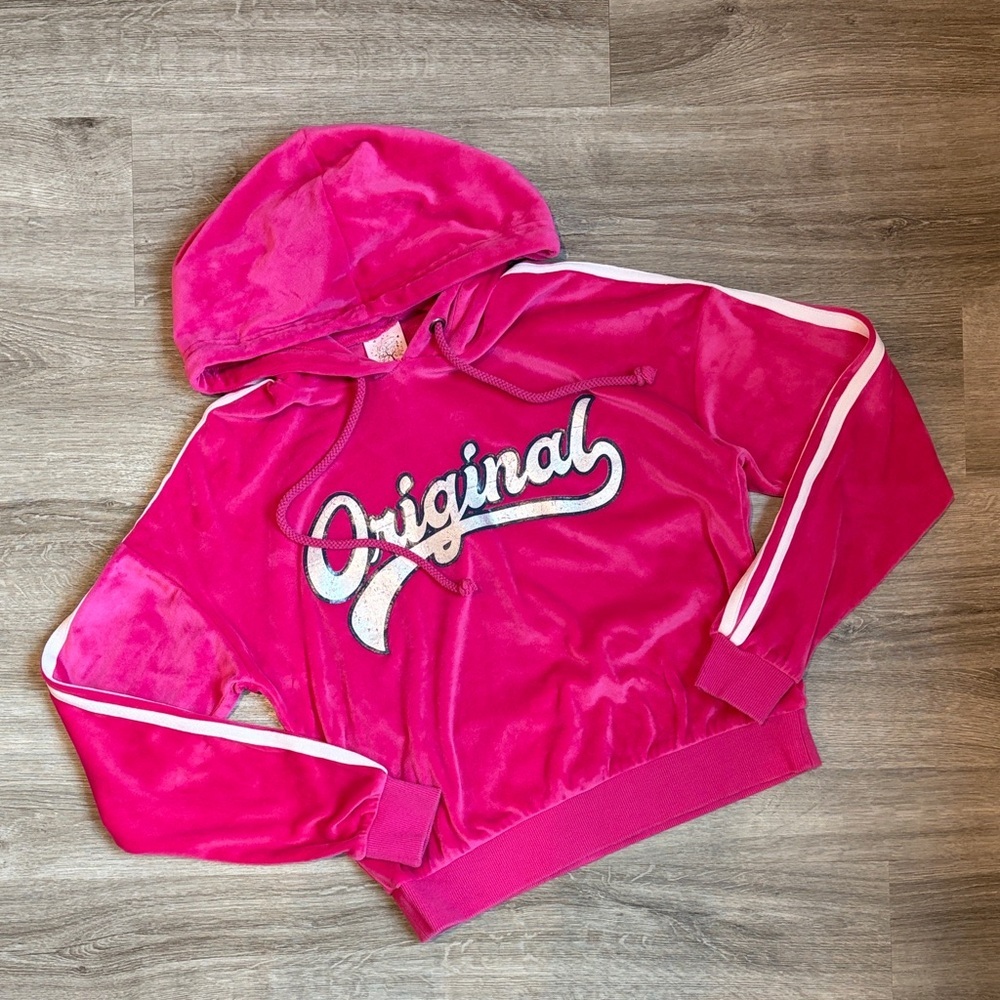 Self Esteem Original pink velvet hoodie